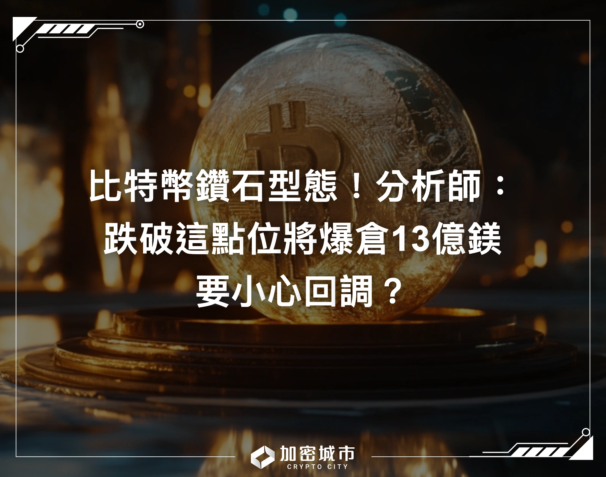 比特幣出現鑽石型態！分析師：跌破這點位將爆倉13億鎂，要小心回調？