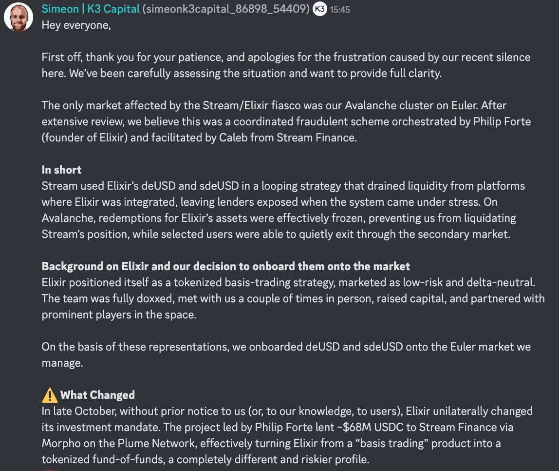 Elixir遭控是詐騙！機構怒斥deUSD挪用資金還說謊，要送創辦人