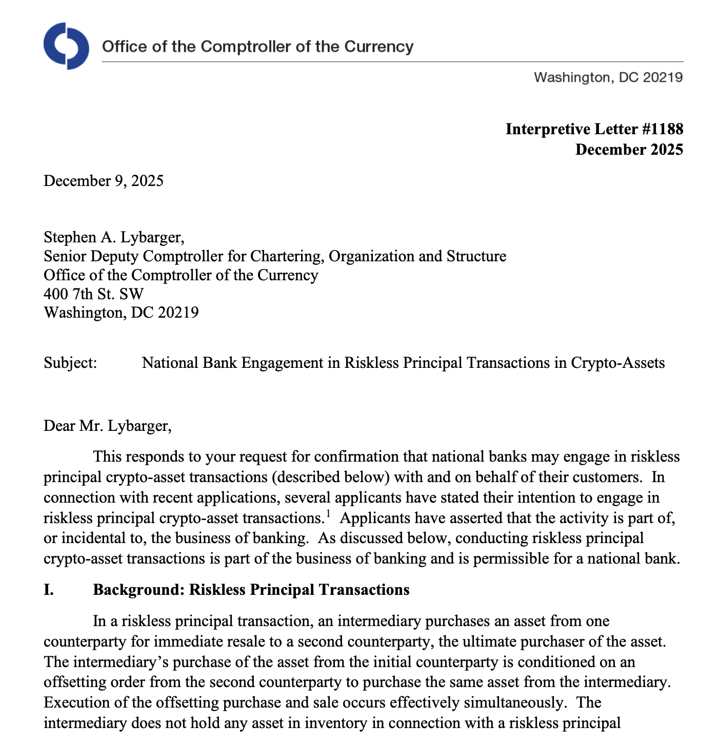 加密貨幣-監管-OCC-美國銀行