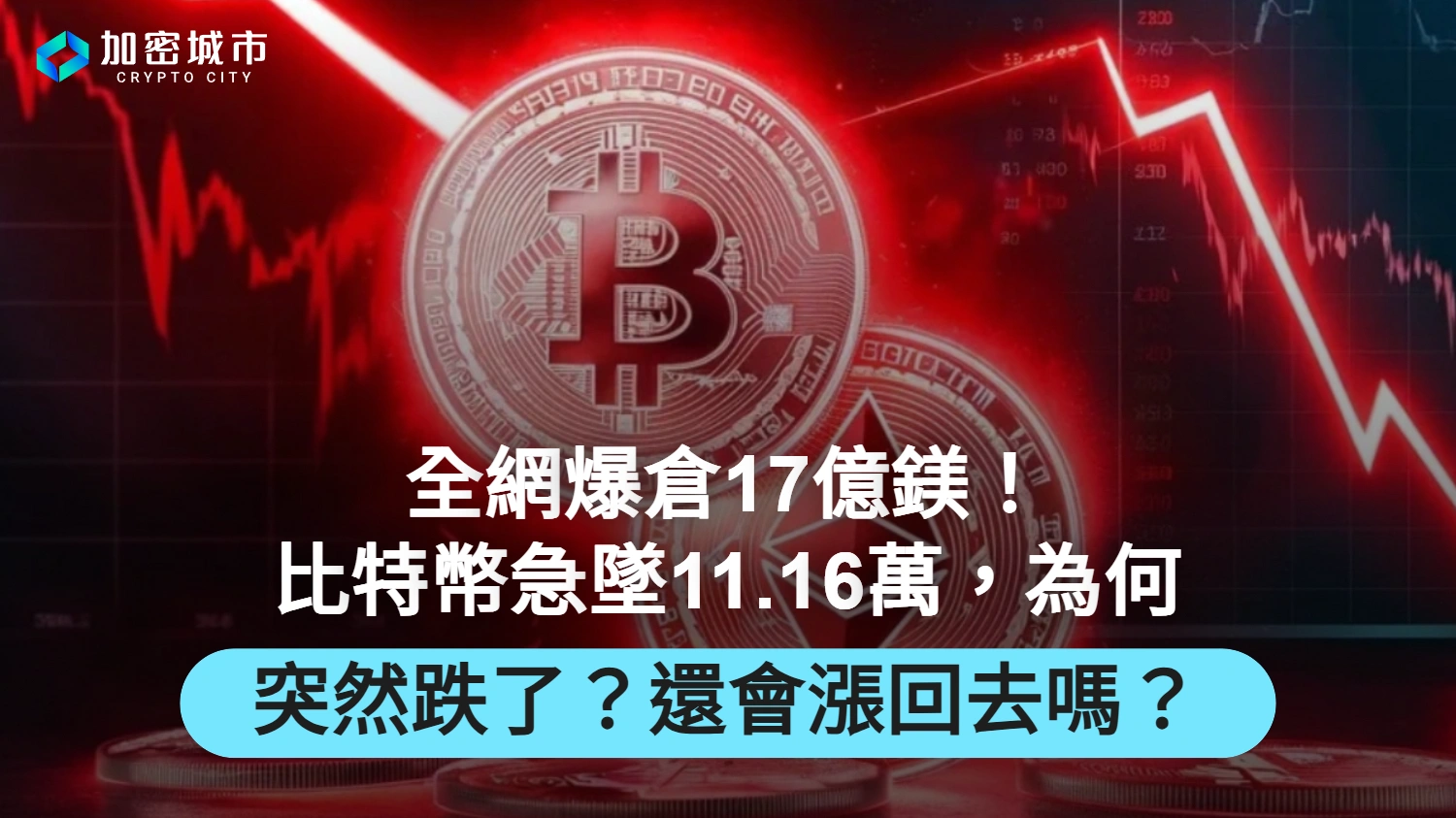 全網爆倉17億鎂！比特幣急墜11.16萬，為何突然跌了？還會漲回去嗎？