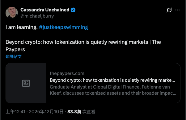 大賣空原型稱正在研究代幣化，對加密貨幣領域態度耐人尋味