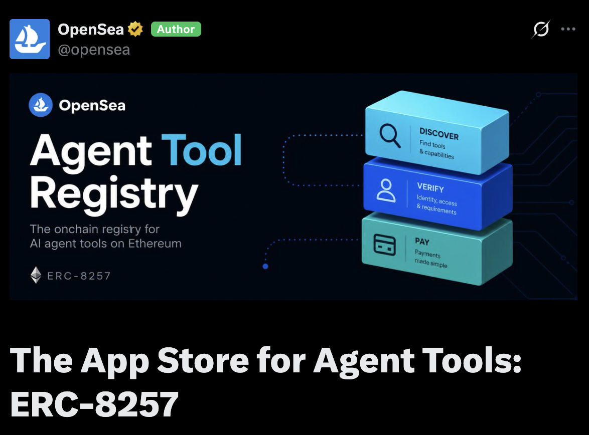 就像人類用AppStore！OpenSea推出ERC-8257，打造AI專屬工具商店