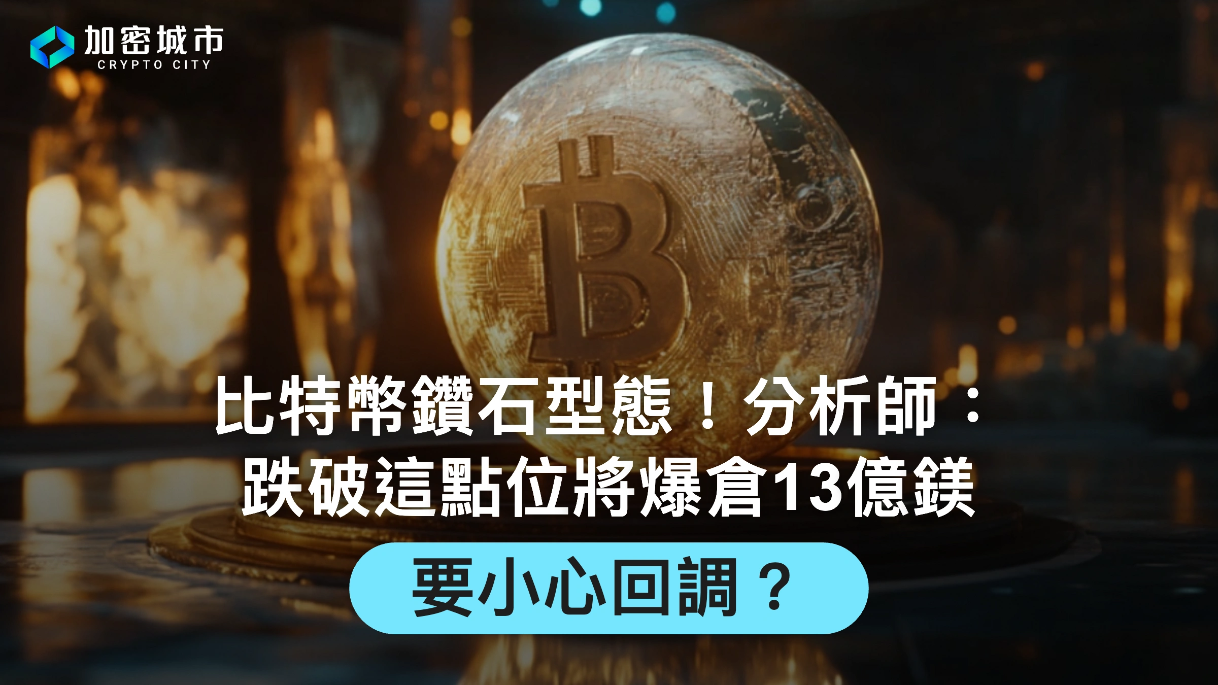 比特幣出現鑽石型態！分析師：跌破這點位將爆倉13億鎂，要小心回調？