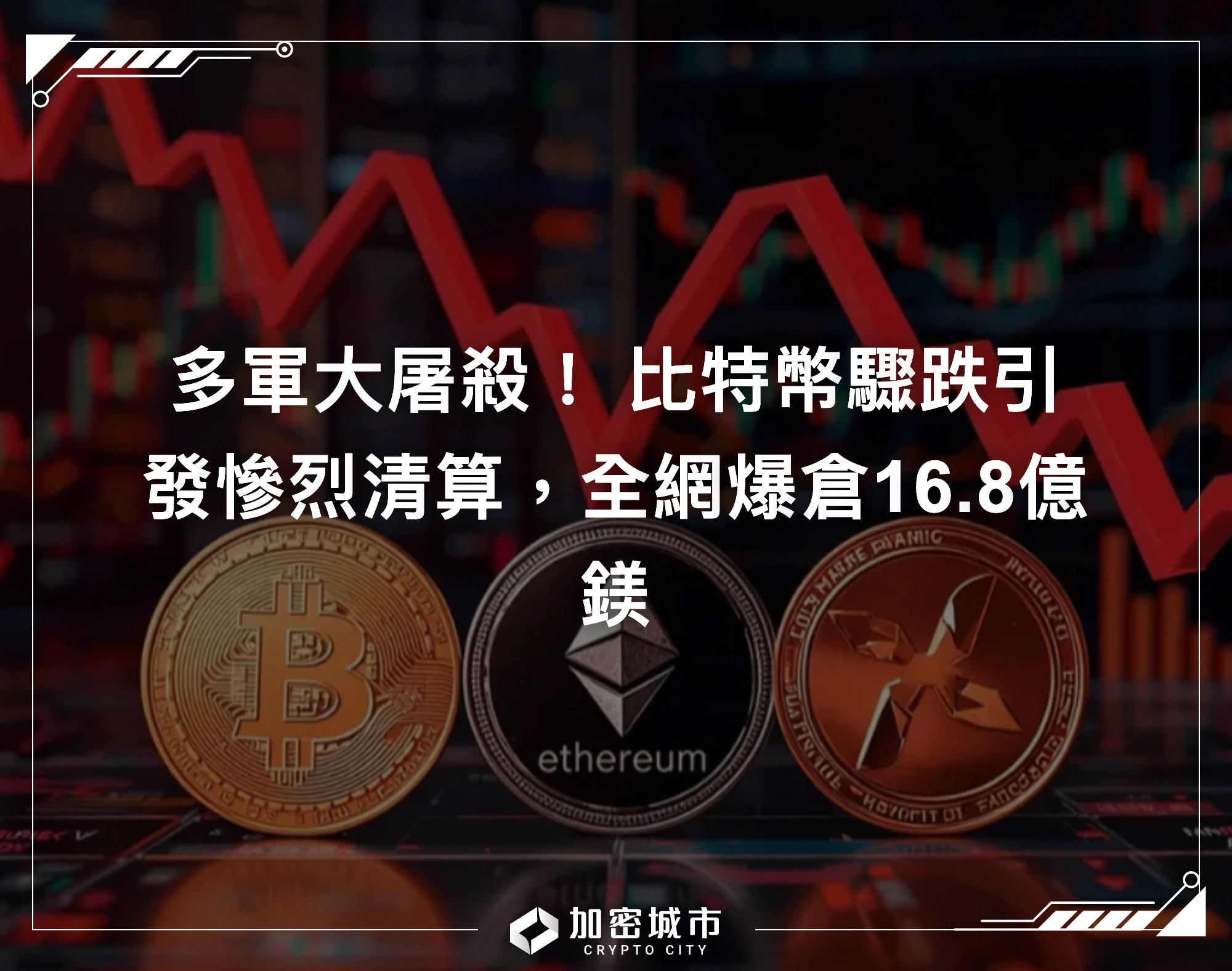 多軍大屠殺！ 比特幣驟跌引發慘烈清算，全網爆倉16.8億鎂
