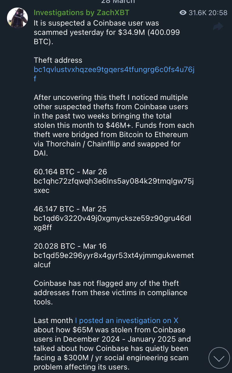 損失3350萬鎂！Coinbase用戶遭詐，駭客用1手法騙走400顆比特幣