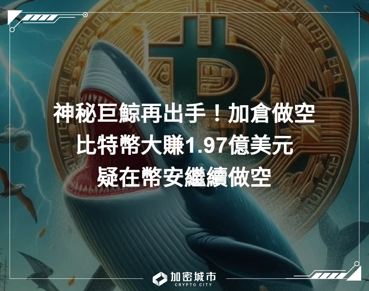 神秘巨鯨再出手！加倉做空比特幣賺1.97億鎂，疑準備在幣安繼續空